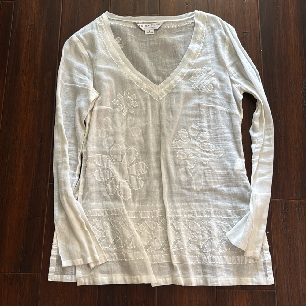Trina Turk white top to be worn over a tank
